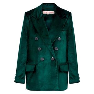 Free people Ashby Green Velvet Double Breasted Blazer - Large